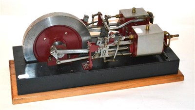 Lot 1151 - Scratch/Kit Built Live Steam Engine with twin horizontal fixed cylinders connected to central...