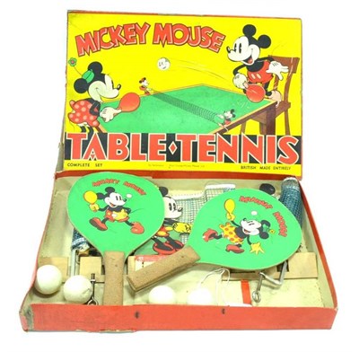 Lot 1179 - British Made Mickey Mouse Table Tennis Set consisting of net with card Mickey & Minnie figure...