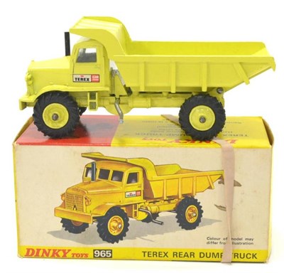 Lot 1201 - Dinky 965 TEREX Rear Dump Truck yellow in correct box illustrating Terex version of the truck...