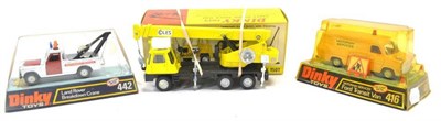 Lot 1202 - Dinky 980 Coles Hydra Truck 150T lemon yellow in card box together with 416 Ford Transit...