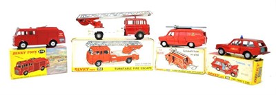 Lot 1208 - Dinky Fire Vehicles 956 Turntable fire escape 276 Airport Fire tender 195 Fire Chief's car and...