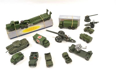 Lot 1209 - Dinky Military 660 Tank transporter 622 10-ton truck (both G-F boxes G-F) together with other...