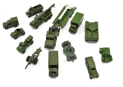 Lot 1211 - Dinky Military a collection of unboxed models including a pre-war Reconnaissance Car, tank...