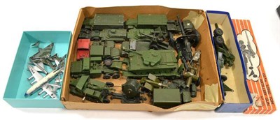 Lot 1212 - Dinky Military including tank transporter and tank, two Armoured Command Vehicles, Recovery tractor