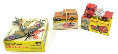 Lot 1214 - Dinky Three Models 425 Bedford TK Coal Lorry with three sacks and scales (generally E-G but has...