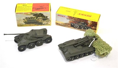 Lot 1218 - French Dinky Military 813 Canon de 155 Automoboteur with camouflage net and 827 Panhard FL10...