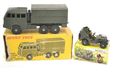 Lot 1219 - French Dinky Military 828 Jeep Port-Fusees SS10 (E box E) 80d Camion Militaire Berliet Tous...