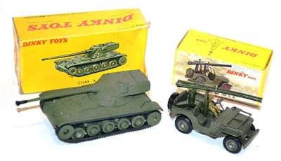 Lot 1220 - French Dinky Military 829 Jeep avec Canon de 106 SR (E box E) 817 CHAR AMX 13 tonnes (E-G,...