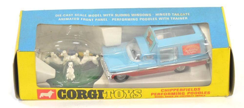 Lot 1225 - Corgi 511 Chipperfields Performing Poodles Set consisting of Chevrolet Impala in Chipperfields...