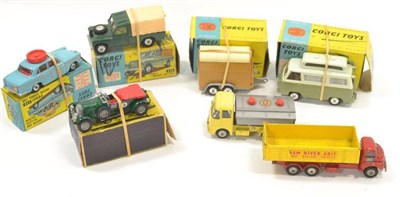 Lot 1229 - Corgi Four Boxed Models 236 Austin A 60 Motor School 420 Ford Thames Caravan 438 Land Rover LWB and