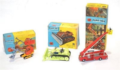 Lot 1234 - Corgi Three Models 1128 Priestman Cub Shovel (E box G) Simon Snorkel fire engine (E box G) 1107...