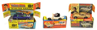 Lot 1235 - Corgi Three TV Related Vehicles 261 James Bond Aston Martin DB5 (G-F, chipped, with two spare...