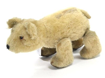 Lot 1264 - Made In Germany (?) Push Along Bear fur covered with two glass eyes, when pushed the legs move...