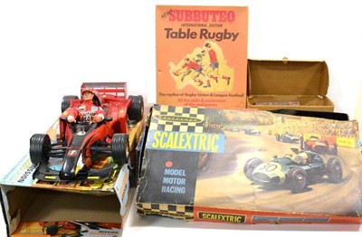 Lot 1268 - Mixed Toys to include Action Man Grand Prix Car with figure, Subbuteo Table Rugby, Hornby...