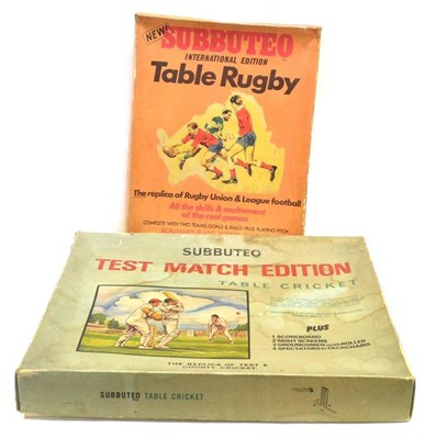 Lot 1280 - Subbuteo Test Match Edition Cricket and Table Rugby (International Edition) (both G boxes F-G,...