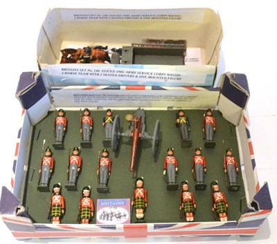 Lot 1308 - Britains Set 146 Army Service Corps Wagon two horse team with two seated drivers and one...