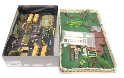 Lot 1320 - Britains Plastic Garden a collection of assorted loose items including flower beds, trees,...