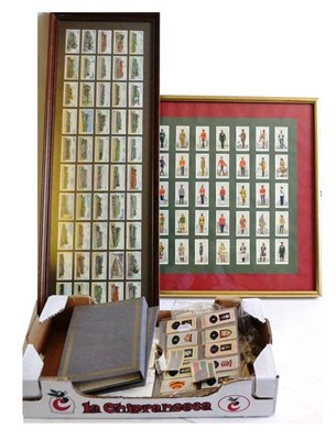 Lot 3 - Cigarette Cards Wills Railway Engines and Players Military Uniforms (both mounted and framed)...