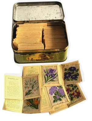 Lot 4 - Kensitas Flowers First Series Silk Woven Cigarette Cards consisting of 74 large and 73 small...