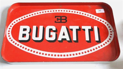 Lot 36 - Bugatti Enamelled Tray made from pressed steel and decorated on one side with Bugatti EB oval...