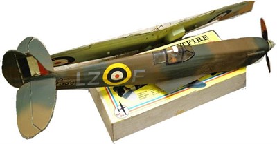 Lot 54 - Model Flying Aircraft Of Supermarine Spitfire in camouflage colours with sky blue underside and RAF