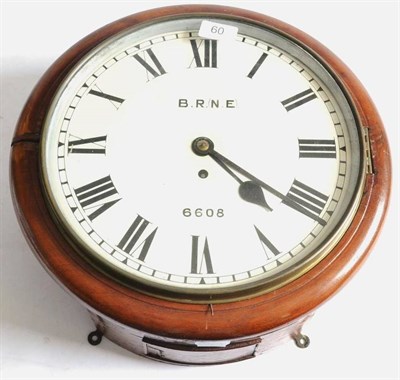 Lot 60 - BR(NE) Waiting Room Wall Mounted Clock with single fusee movement, 12";, 30cm dial numbered...