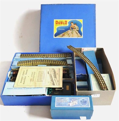 Lot 71 - Hornby Dublo 3-Rail EDL12 Duchess Of Montrose BR 46232, glass (E-G box G) EDG7 Tank Goods Set...