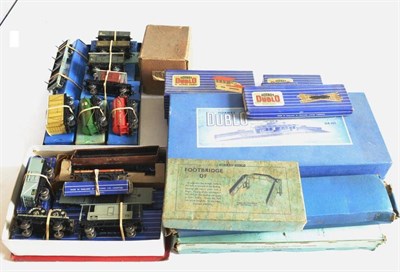 Lot 79 - Hornby Dublo 3-Rail Wagons And Accessories SR Meat van, Power Ethyl white hand tank, Royal Daylight