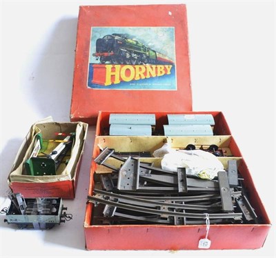 Lot 125 - Hornby O-Gauge No.50 Goods Set containing c/w 0-4-0 BR 60199 locomotive, flat wagon, brake van...