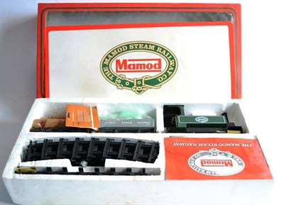 Lot 130 - Mamod O Gauge Live Steam Goods Set consisting of 0-4-0T locomotive, green, open wagon and...