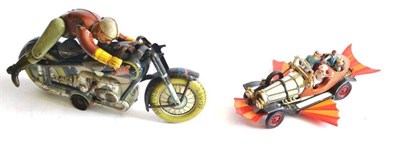 Lot 141 - Arnold Mac Motorcycle (F, lacks headlamp, mechanism not working) together with a Corgi...