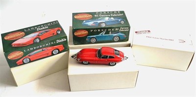 Lot 171 - Danbury/Franklin Mint Four British Cars 1949 Jaguar XK120, 1961 Jaguar E-type hardtop, 1961...