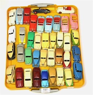 Lot 197 - Dinky 1950's Cars including Jaguars XKs, Morris Oxford, Riley, Rover P4, Austin Devon, Austin...