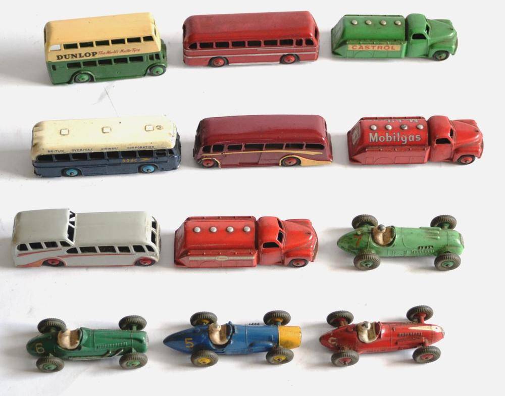 Lot 210 - Dinky Buses, Tankers And Racing Cars BOAC coach, Leyland Royal, Double decker (Leyland...