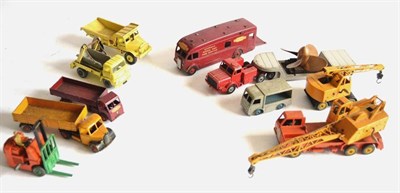 Lot 213 - Dinky Commercial Vehicles Mighty Antar with propeller, BR Horse box, Euclid dumper, Coles...