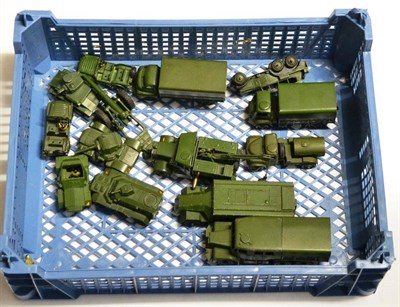 Lot 221 - Dinky Military Medium artillery tractor, Armoured command vehicle, Recovery tractor, Water...