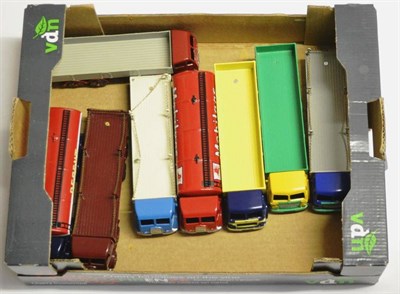 Lot 225 - Dinky Repainted Heavy Commercials two 1st Foden chain lorries, 1st Foden tanker, two Leyland...