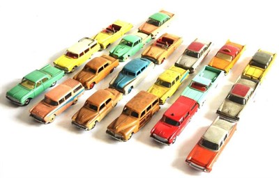 Lot 230 - Dinky US Cars Studebaker two-tone low-line, Plymouth Woody wagon, Hudson sedan two-tone...