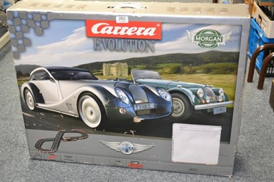 Lot 263 - Carrera Evolution 25165 100 Years Of Morgan (1909-2009) Slot Racing Set containing two Morgan...