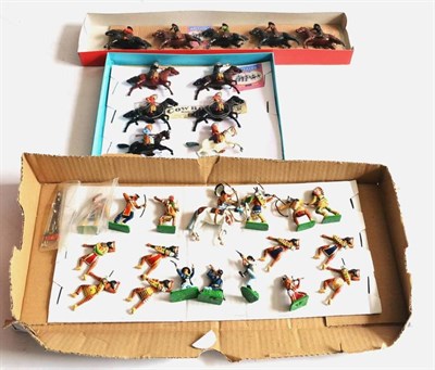 Lot 294 - Britains Cowboys Mounted 11 figures with pistol, rifle or lasso (generally G-F, some...