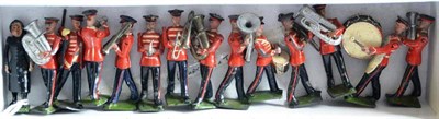 Lot 295 - Britains Figures From Salvation Army Band In Red Tunics including Flag bearer, 2xCornet...