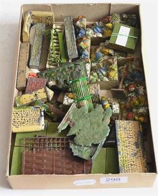 Lot 298 - Britains Garden a collection of assorted pre-war items including rockery, dry stone walls,...