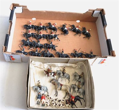 Lot 300 - Britains Household Cavalry including 18 Royal Horse Guards with lances, four mounted trumpeters and