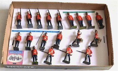 Lot 305 - Britains Infantry  consisting Drum Major with mace, two cornet players, two side drummers, two...