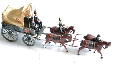 Lot 313 - Britains Set 145 RAMC Horse Drawn Ambulance with four horse team (two with mounted figures and...