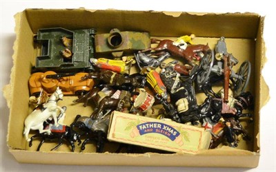 Lot 327 - Mixed Figures including Benbros Father Xmas and Sleigh (lack front reindeer pair, box F-G,...