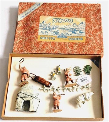 Lot 330 - Timpo Arctic Set No.1 consisting of Musher with whip, sled and sled-team, figure with...