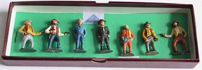 Lot 331 - Timpo Hopalong Cassidy Standing Figure Set consisting of Sheriff, Bandit, Lucky, Hopalong,...