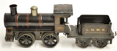 Lot 4 - Bing Gauge 1 C/w 0-4-0 Locomotive 1902 And 4-Wheel LNWR Tender lithographed in black with red/cream