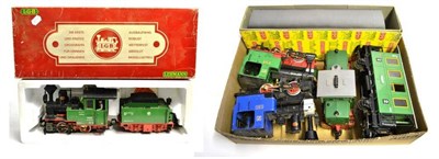 Lot 61 - LGB 2015D 0-4-0 Locomotive 992015, green (boxed) 2x0-4-0T (both damaged), 0-4-0 Diesel...